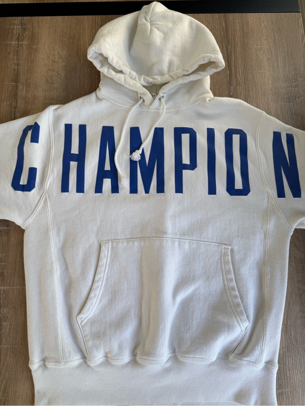Champion Reverse Weave White Hoodie in size Medium